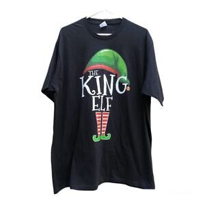 NEW The King Elf Black Short Sleeve Christmas T-Shirt Cotton Men's XXL 2XL